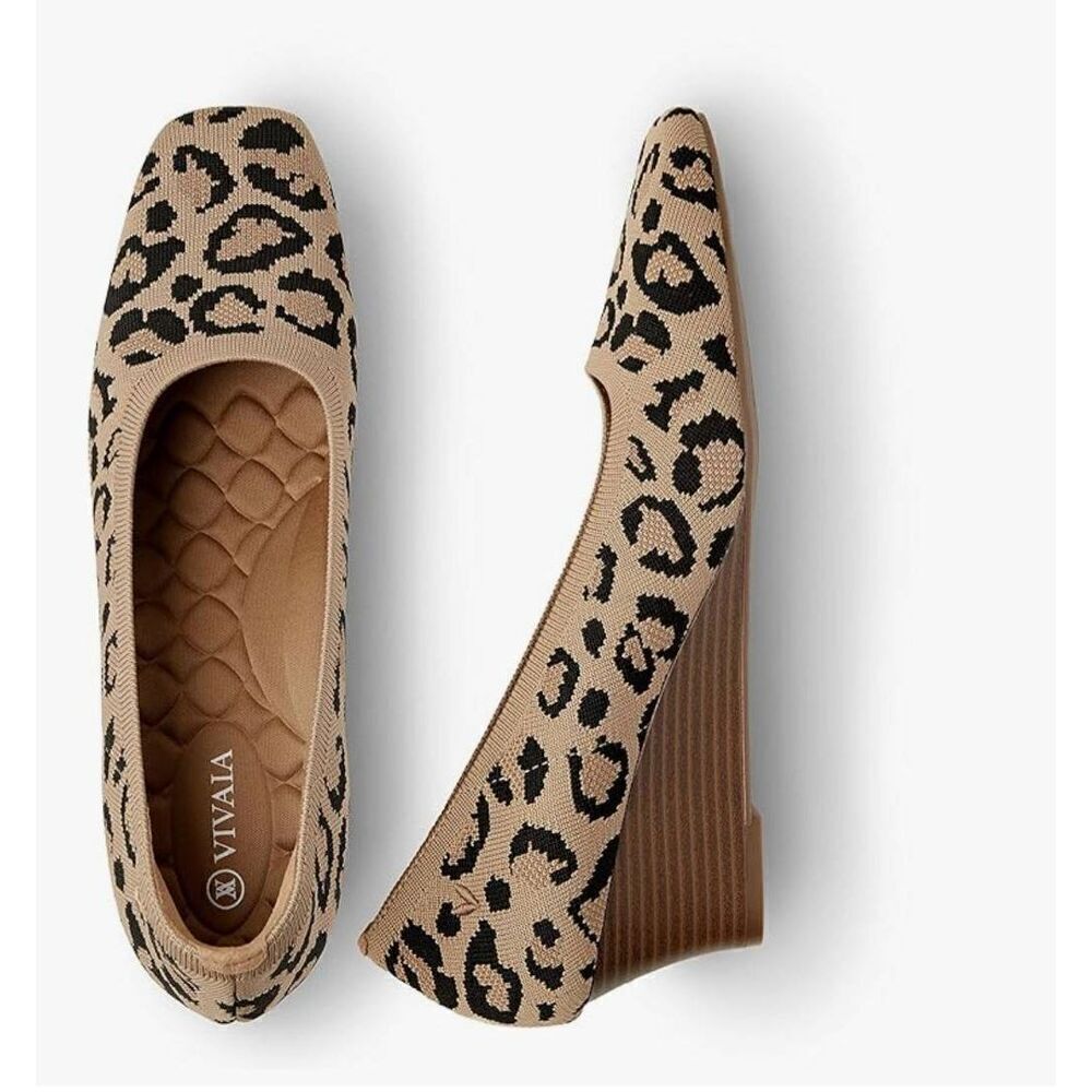 VIVIAN Margot Wedge Square Toe Pumps 8
